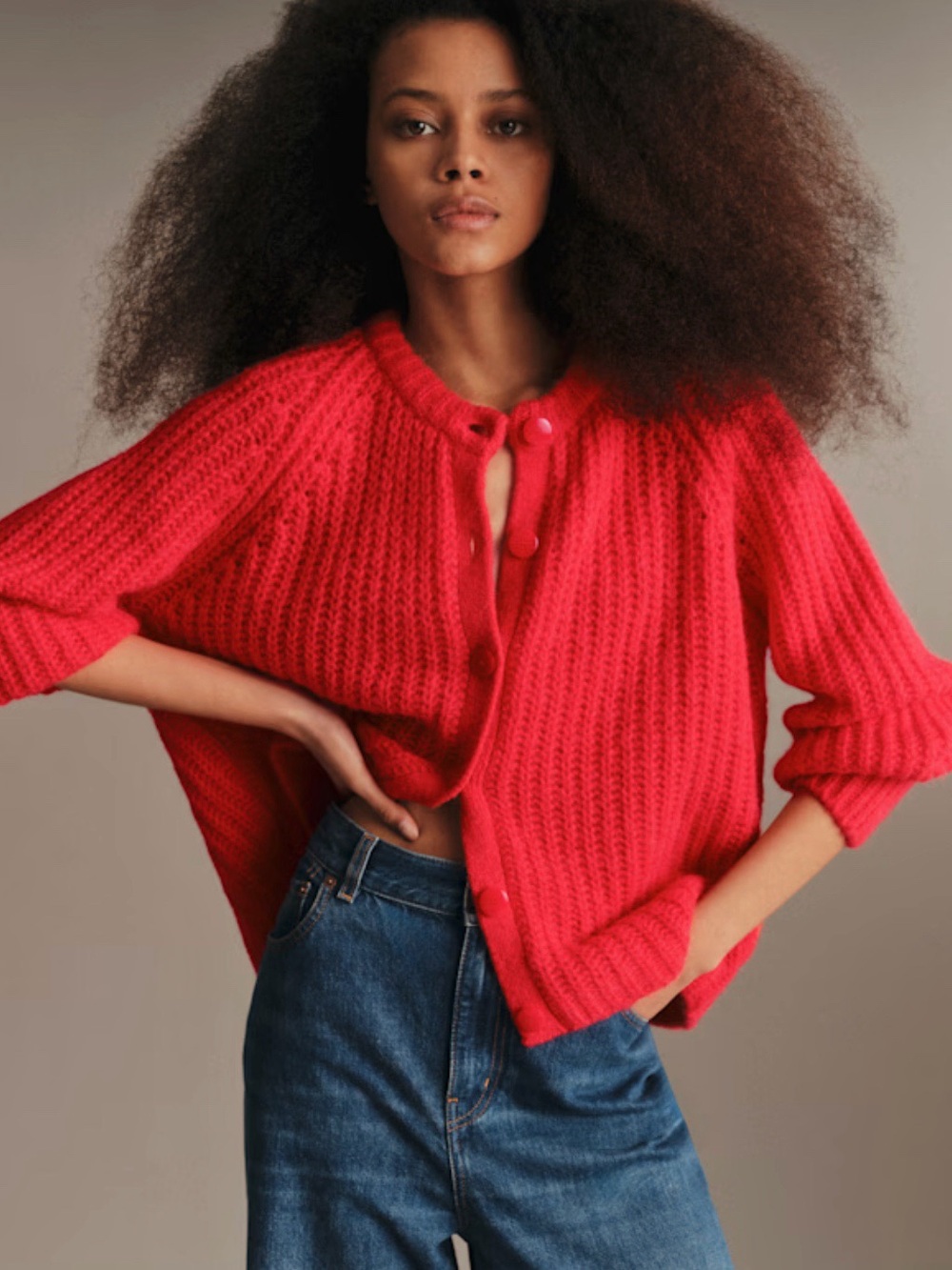 Sezane Emile Cardigan Red